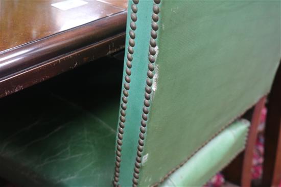 Eight leather studded dining chairs (2 carvers & 6 chairs)